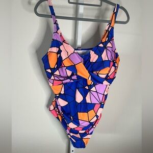 NWOT Colorful Geometric Womens Swimsuit